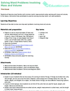 Solving Word Problems Involving Mass and Volume