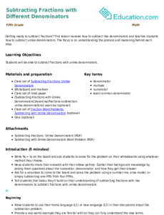 Subtracting Fractions with Different Denominators
