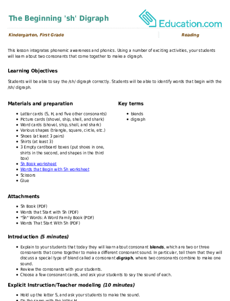 The Beginning 'sh' Digraph