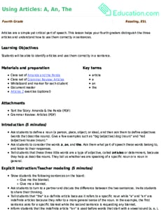 Using Articles: A, An, The