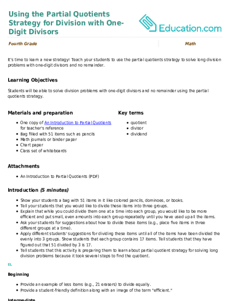 Using the Partial Quotients Strategy for Division with One-Digit Divisors