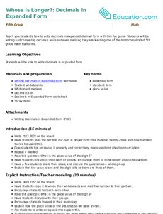 Whose is Longer?: Decimals in Expanded Form