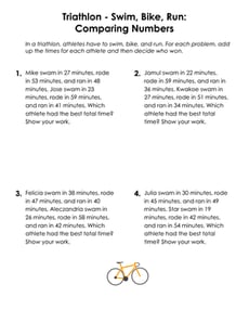 Comparing Numbers: Triathlon