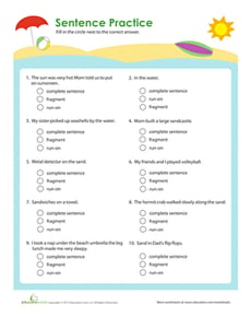Identifying Sentences: At the Beach!