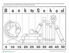 Color a Back to School Skip Counting Puzzle