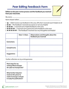 Peer Editing Feedback Form