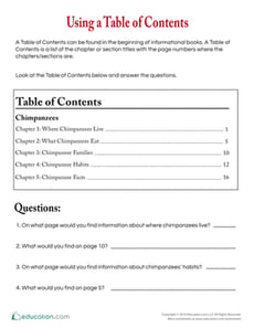 Using a Table of Contents