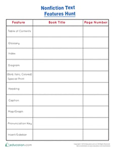 Hunt for Nonfiction Text Features