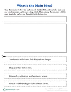 Cut and Paste the Main Idea: Mother Cats