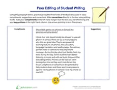Peer Editing of Student Writing