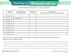 Powers of 10: Division