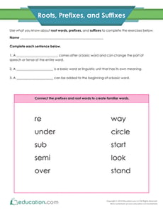 Practice Using Roots, Prefixes, and Suffixes