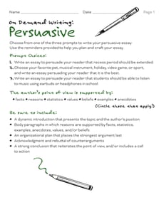 On Demand Writing: Persuasive