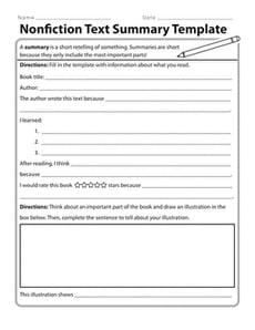 Nonfiction Text Summary Template