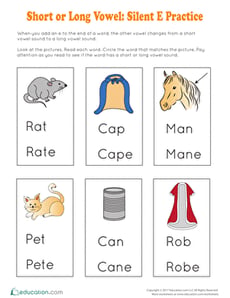 Short or Long Vowel Silent E Practice
