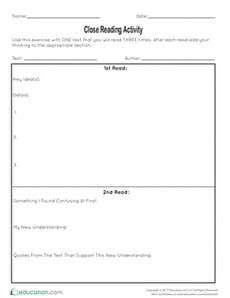 Close Reading Activity