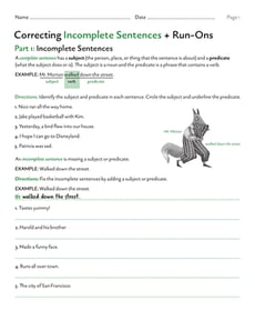 Correcting Incomplete Sentences and Run-Ons