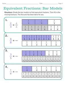 Equivalent Fractions: Bar Models