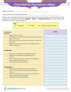 Checklist for Persuasive Letters