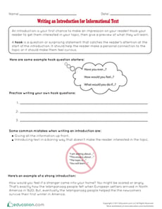 Writing an Introduction for Informational Text