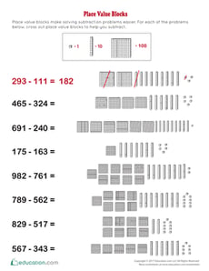 Subtraction: Place Value Blocks