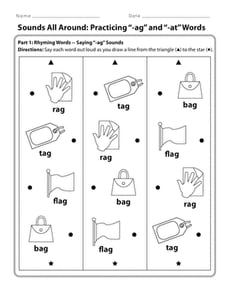 Sounds All Around: Practicing "-Ag" and "-At" Words