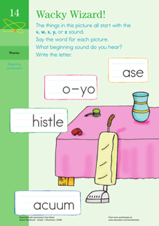 Wacky Wizard! Practicing "V," "W," "X" and "Z" Sounds