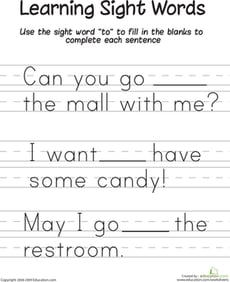 Learning Sight Words: "To"