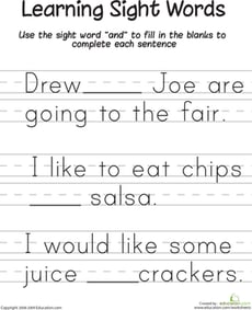 Learning Sight Words: "And"