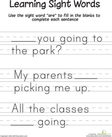 Learning Sight Words: "Are"