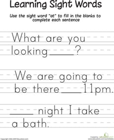 Learning Sight Words: "At"