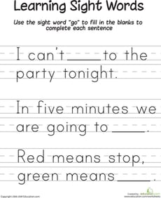 Learning Sight Words: "Go"