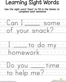 Learning Sight Words: "Have"