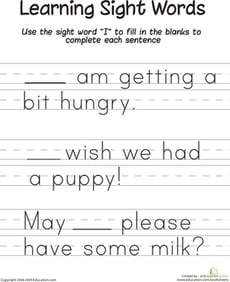 Learning Sight Words: "I"
