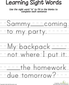 Learning Sight Words: "Is" 
