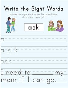 Write the Sight Words: "Ask"