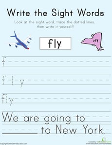 Write the Sight Words: "Fly"