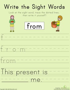 Write the Sight Words: "From"