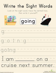 Write the Sight Words: "Going"