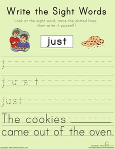 Write the Sight Words: "Just"