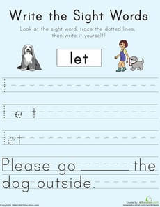 Write the Sight Words: "Let"