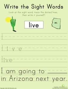 Write the Sight Words: "Live"