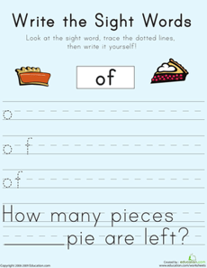 Write the Sight Words: "Of"