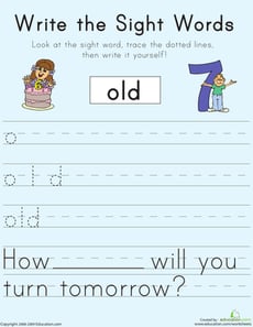 Write the Sight Words: "Old"