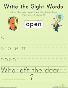 Write the Sight Words: "Open"