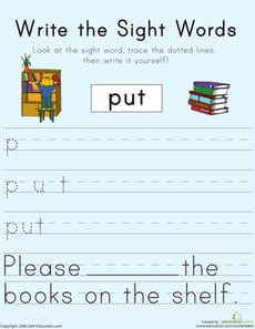 Write the Sight Words: "Put"