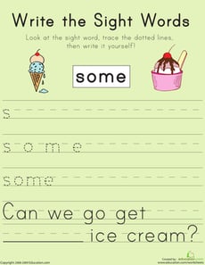 Write the Sight Words: "Some"
