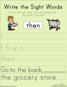 Write the Sight Words: "Then"