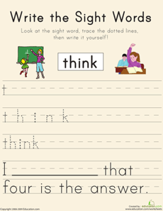 Write the Sight Words: "Think"