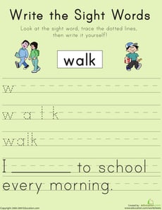 Write the Sight Words: "Walk"